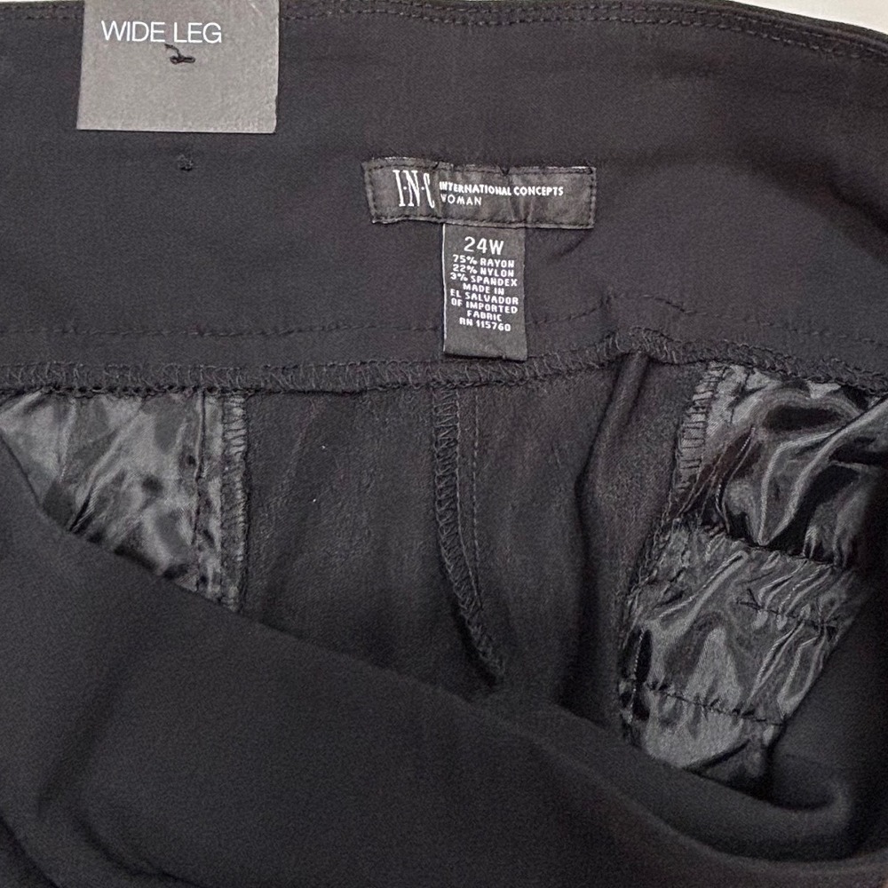 INC Womens Pants Size 24W International Concepts Wide Leg Black Pull On‎ NWT - Picture 3 of 4